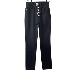 WE WORE WHAT Womens Jeans Black Size 24 Danielle Crystal Button High Waist Jean
